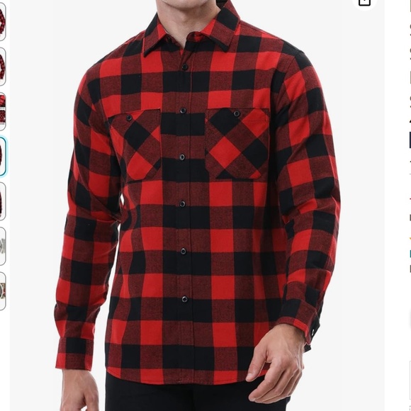 Downtown Other - 3 for $12 Downtown Men's Long Sleeve Button Plaid Flannel Shirt in Red & Black S